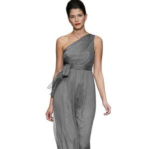 Amsale One Shoulder Silk Chiffon Belted Dress 2